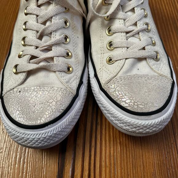Converse All Star cream metallic toe low top sneakers SIZE 11 - Picture 2 of 7